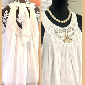 ⭐️ECI New York, Gorgeous Beading,Lightly Striped,Ties at the Neck, Size 14